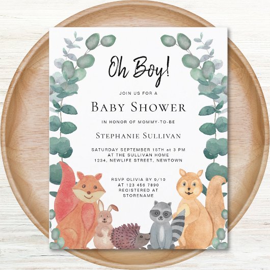Budget Woodland Forest Animals Baby shower Invite