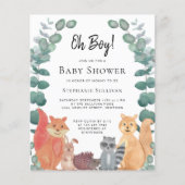 Budget Woodland Forest Animals Baby shower Invite (Voorkant)