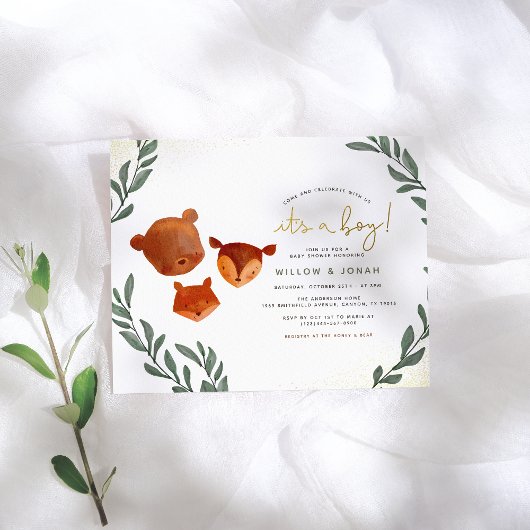 Budget Woodland Forest Greenery Boy Baby shower