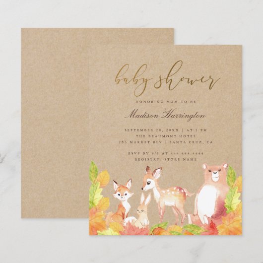 Budget Woodland Friends of the Forest Baby shower (Voorkant / Achterkant)