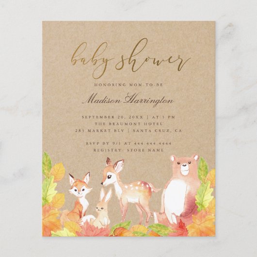 Budget Woodland Friends of the Forest Baby shower (Voorkant)