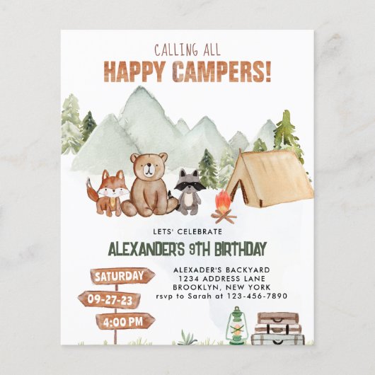 Budget Woodland Happy Camper Camping Kinderen Verj (Voorkant)