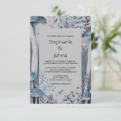 Budget Woodland Mushrooms Grijs Blauw Rustiek Huwe Kaart (Staand voorkant)