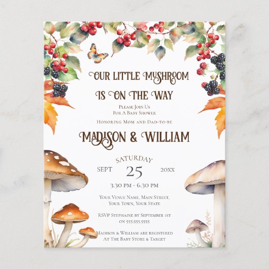 Budget Woodland Toadstool & Mushroom Baby shower (Voorkant)