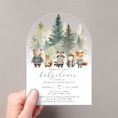 Budget Woodland Waterverf Baby shower Acryl Uitnodigingen (Insitu (Draagbaar))