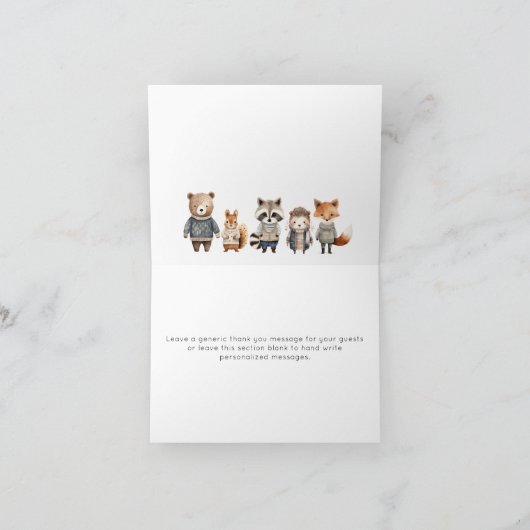 Budget Woodland Waterverf Baby shower Bedankkaart (Binnen)