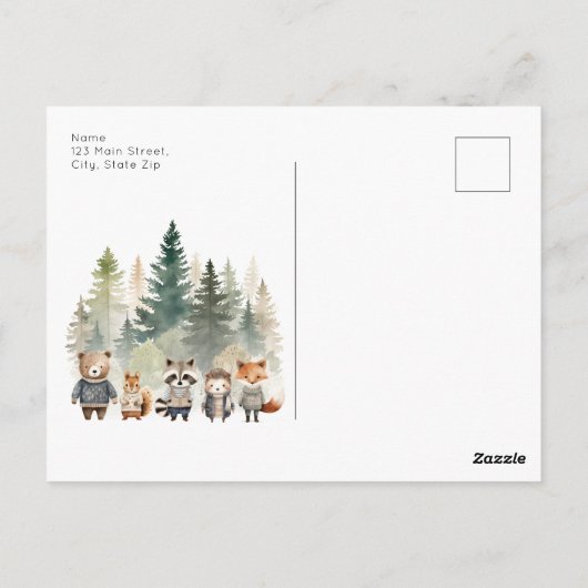 Budget Woodland Waterverf Baby shower Briefkaart (Achterkant)