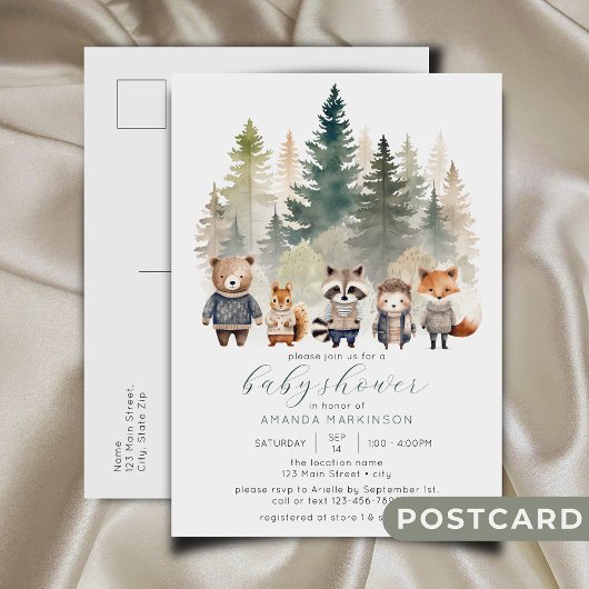 Budget Woodland Waterverf Baby shower Briefkaart
