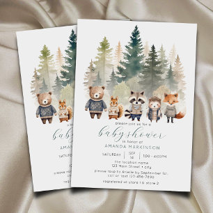 Budget Woodland Waterverf Baby shower Kaart