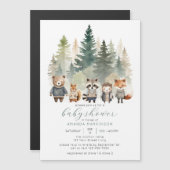 Budget Woodland Waterverf Baby shower Magnetische Uitnodiging (Voorkant / Achterkant)