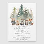 Budget Woodland Waterverf Baby shower Magnetische Uitnodiging (Voorkant)