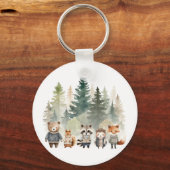 Budget Woodland Waterverf Baby shower Sleutelhanger (Voorkant)