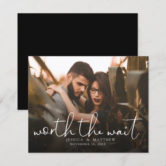 Budget Worth the Wait Wedding Photo Script Modern (Voorkant / Achterkant)