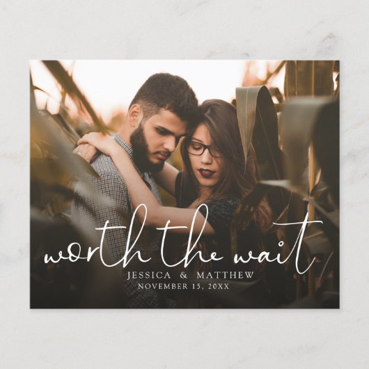 Budget Worth the Wait Wedding Photo Script Modern (Voorkant)