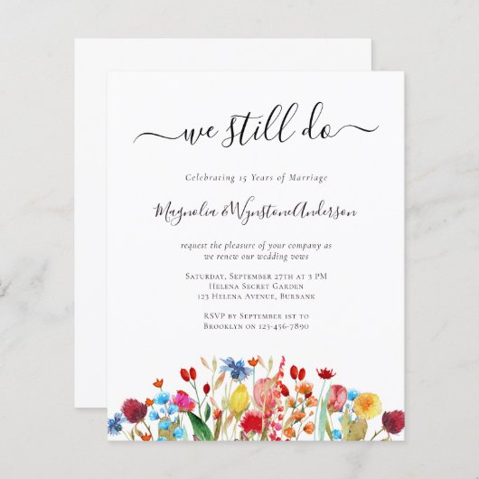 BUDGET Wow Renewal Uitnodiging | Wilde bloemen (Voorkant / Achterkant)