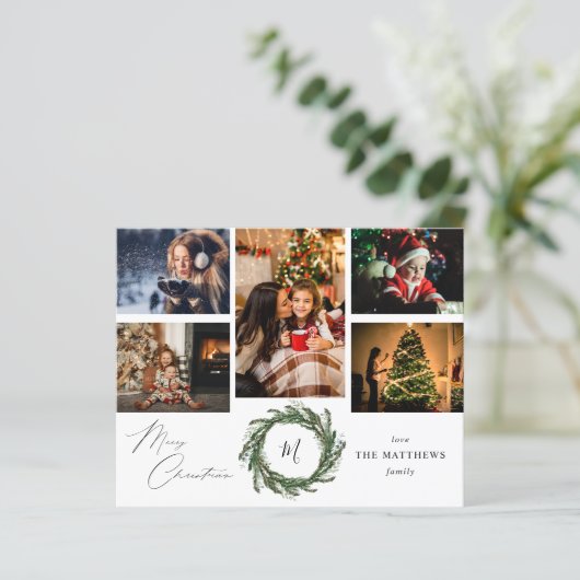 Budget Wreater Monogram 5 Foto Merry Kerstmis (Staand voorkant)