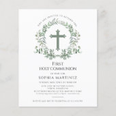 Budget Wreath Girl's eerste communie uitnodiging (Voorkant)