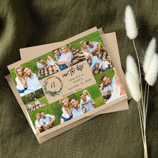 Budget Wreath Rustic 10 Multi Photo Save the Date