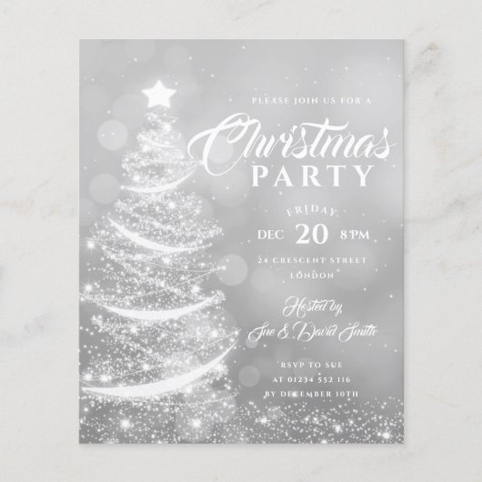 Budget Xmas Party Sparkle Silver Holiday nodigt ui Flyer (Voorkant)
