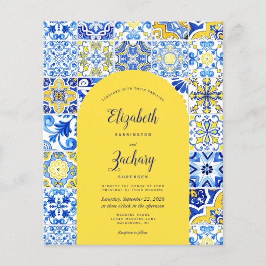 Budget Yellow Arch Blue Tegel Weddenschap (Voorkant)