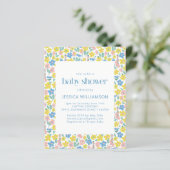Budget Yellow Ditsy Floral Baby shower nodigt uit (Staand voorkant)