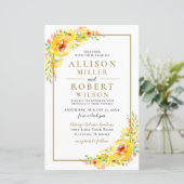 Budget Yellow Floral Rustic Wedding Invitation (Staand voorkant)