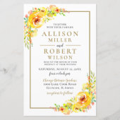 Budget Yellow Floral Rustic Wedding Invitation (Voorkant)