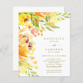 Budget Yellow Floral Waterverf Wedding Invite (Voorkant / Achterkant)