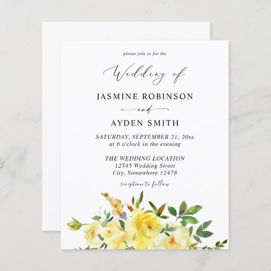 Budget Yellow Floral Wedding (Voorkant / Achterkant)