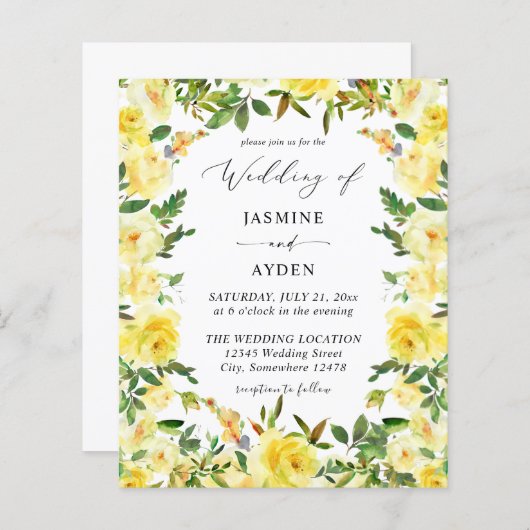 Budget Yellow Floral Wedding V2 (Voorkant / Achterkant)
