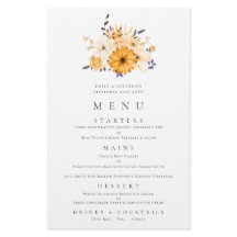 Budget Yellow Florals Foliage Wedding Menu