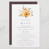 Budget Yellow Florals Foliage Wedding Menu (Voorkant / Achterkant)