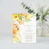 Budget Yellow Flowers Waterverf Wedding Invite (Staand voorkant)