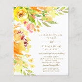 Budget Yellow Flowers Waterverf Wedding Invite (Voorkant)