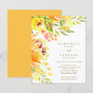 Budget Yellow Flowers Waterverf Wedding Invite