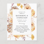 Budget Yellow Golden Floral Wedding Ceremony Flyer (Voorkant)
