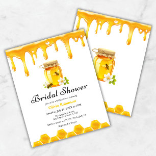 Budget Yellow Honey Bee Bridal Shower Uitnodiging
