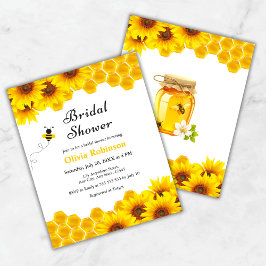 Budget Yellow Honey Bee Bridal Shower Uitnodiging