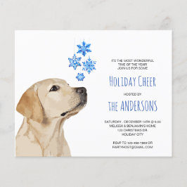 Budget Yellow Lab kerstsnowflakes uitnodiging