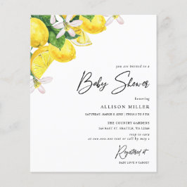 Budget Yellow Lemon Baby shower Invitation