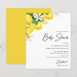 Budget Yellow Lemon Baby shower Invitation