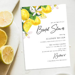 Budget Yellow Lemon Bridal Shower Uitnodiging