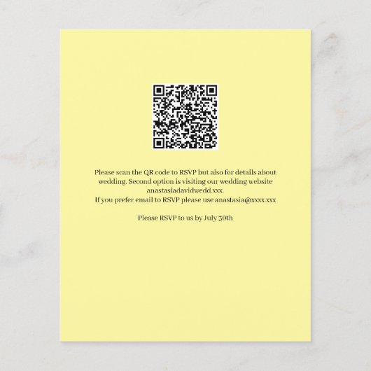 Budget Yellow Lemon QR Code Weddenschap (Achterkant)