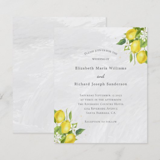 Budget Yellow Lemons Waterverf Weddenschap (Voorkant / Achterkant)