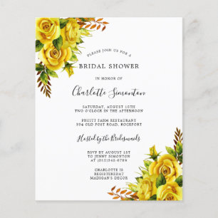 Budget Yellow Rose Floral Bridal Shower