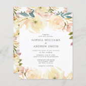 Budget Yellow Rose Floral Wedding Invitation (Voorkant / Achterkant)