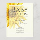 Budget Yellow Sunflower Baby shower Uitnodiging (Voorkant)