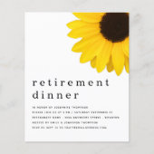 Budget Yellow Sunflower Retirement Dinner Invite (Voorkant)