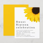 Budget Yellow Sunflower Sweet Sixteen Invite (Voorkant / Achterkant)