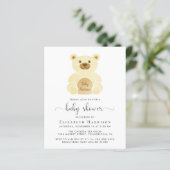 Budget Yellow Teddy Bear Baby shower Invitation (Staand voorkant)